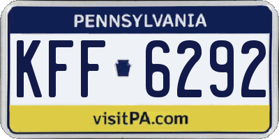 PA license plate KFF6292