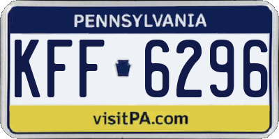 PA license plate KFF6296