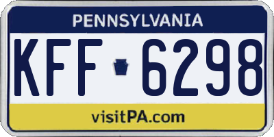 PA license plate KFF6298
