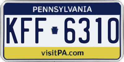 PA license plate KFF6310