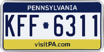 PA license plate KFF6311