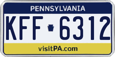 PA license plate KFF6312