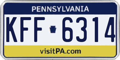 PA license plate KFF6314