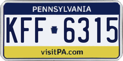 PA license plate KFF6315