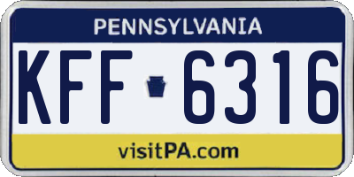 PA license plate KFF6316