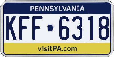 PA license plate KFF6318