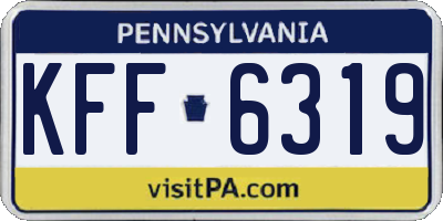 PA license plate KFF6319