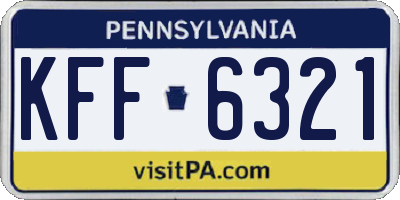 PA license plate KFF6321