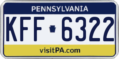 PA license plate KFF6322