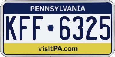 PA license plate KFF6325