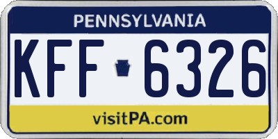 PA license plate KFF6326