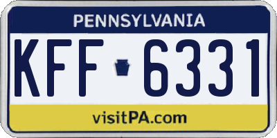 PA license plate KFF6331
