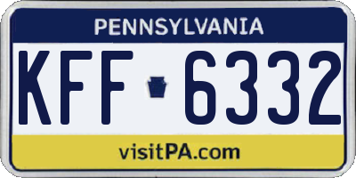 PA license plate KFF6332
