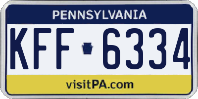 PA license plate KFF6334