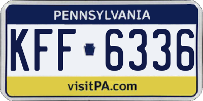 PA license plate KFF6336