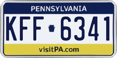PA license plate KFF6341