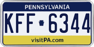 PA license plate KFF6344