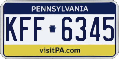 PA license plate KFF6345