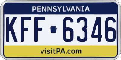 PA license plate KFF6346