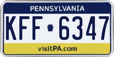 PA license plate KFF6347