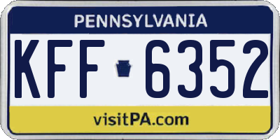 PA license plate KFF6352