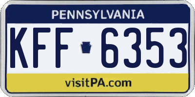 PA license plate KFF6353