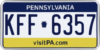 PA license plate KFF6357