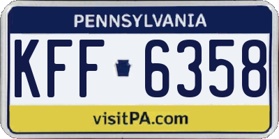 PA license plate KFF6358