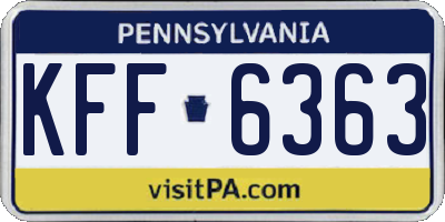 PA license plate KFF6363