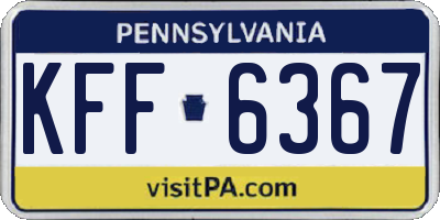 PA license plate KFF6367