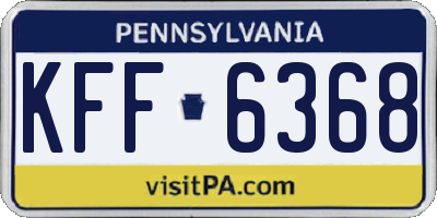 PA license plate KFF6368