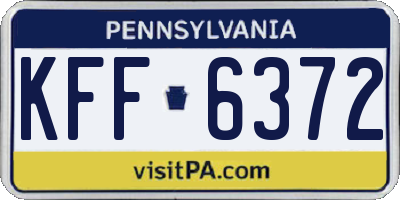 PA license plate KFF6372