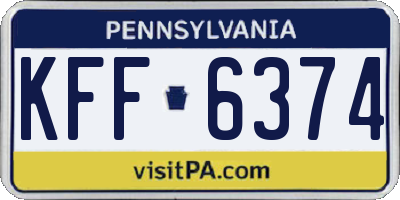 PA license plate KFF6374