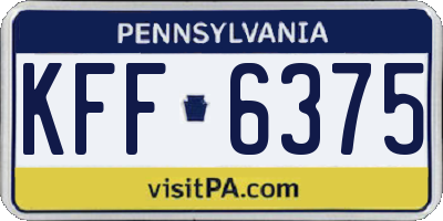 PA license plate KFF6375