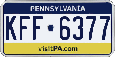 PA license plate KFF6377