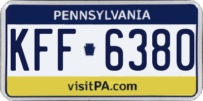 PA license plate KFF6380