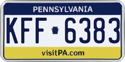 PA license plate KFF6383
