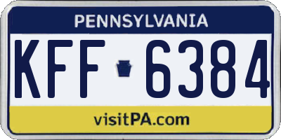 PA license plate KFF6384