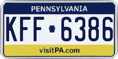 PA license plate KFF6386