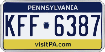 PA license plate KFF6387