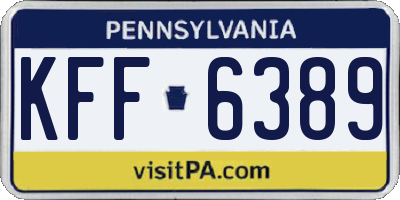 PA license plate KFF6389