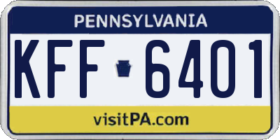 PA license plate KFF6401