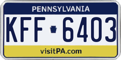 PA license plate KFF6403
