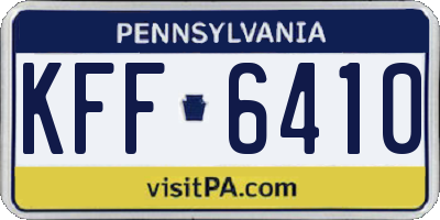 PA license plate KFF6410