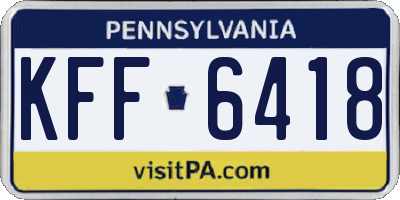 PA license plate KFF6418