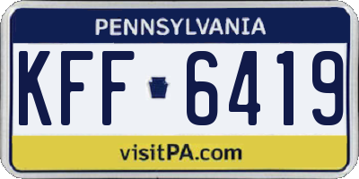 PA license plate KFF6419
