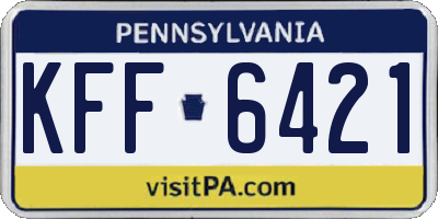 PA license plate KFF6421