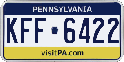 PA license plate KFF6422