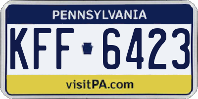 PA license plate KFF6423