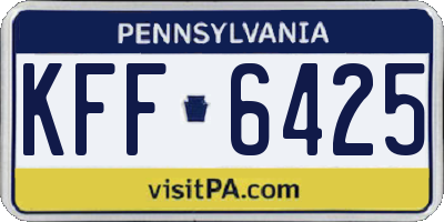 PA license plate KFF6425